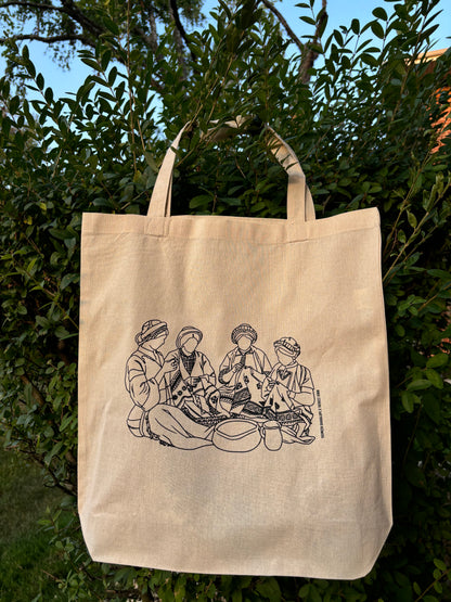 Palestinian Women Tatreezing Tote Bag