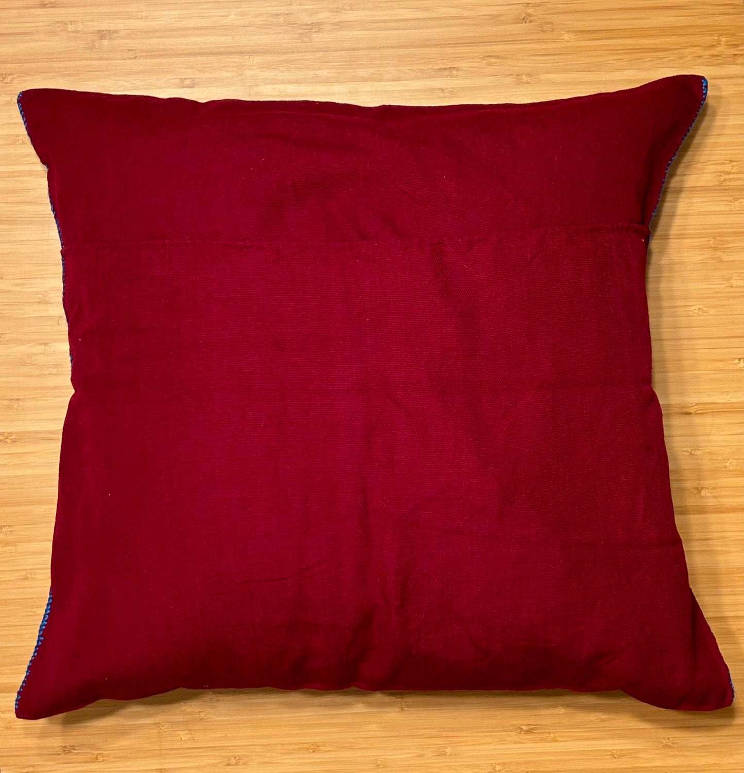 Mexican Hand Embroidered Pillow (Maroon)