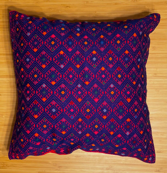 Mexican Hand Embroidered Pillow (Pink)