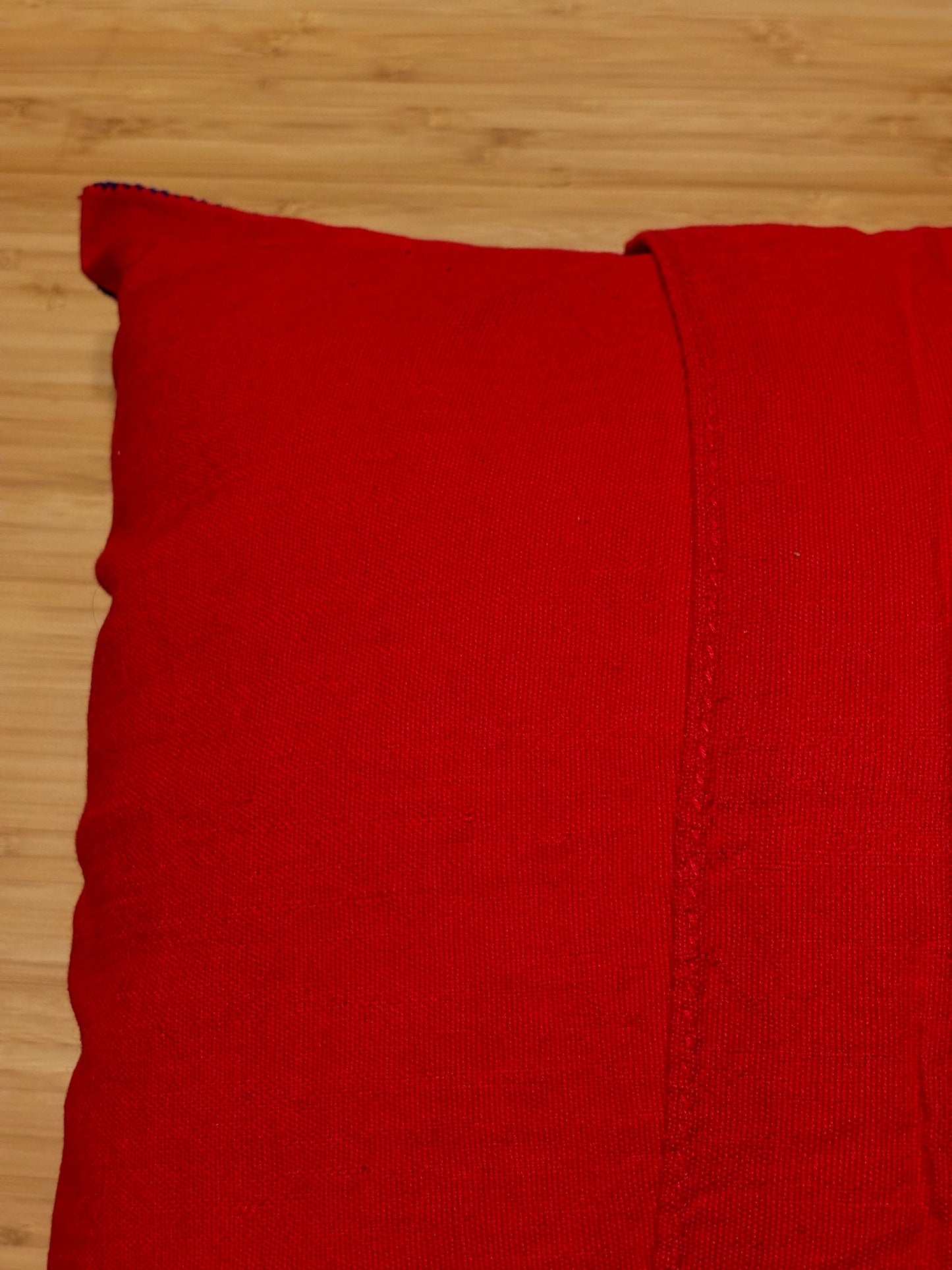Mexican Hand Embroidered Pillow (Bright Red)