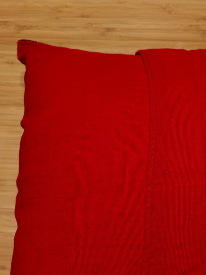 Mexican Hand Embroidered Pillow (Bright Red)